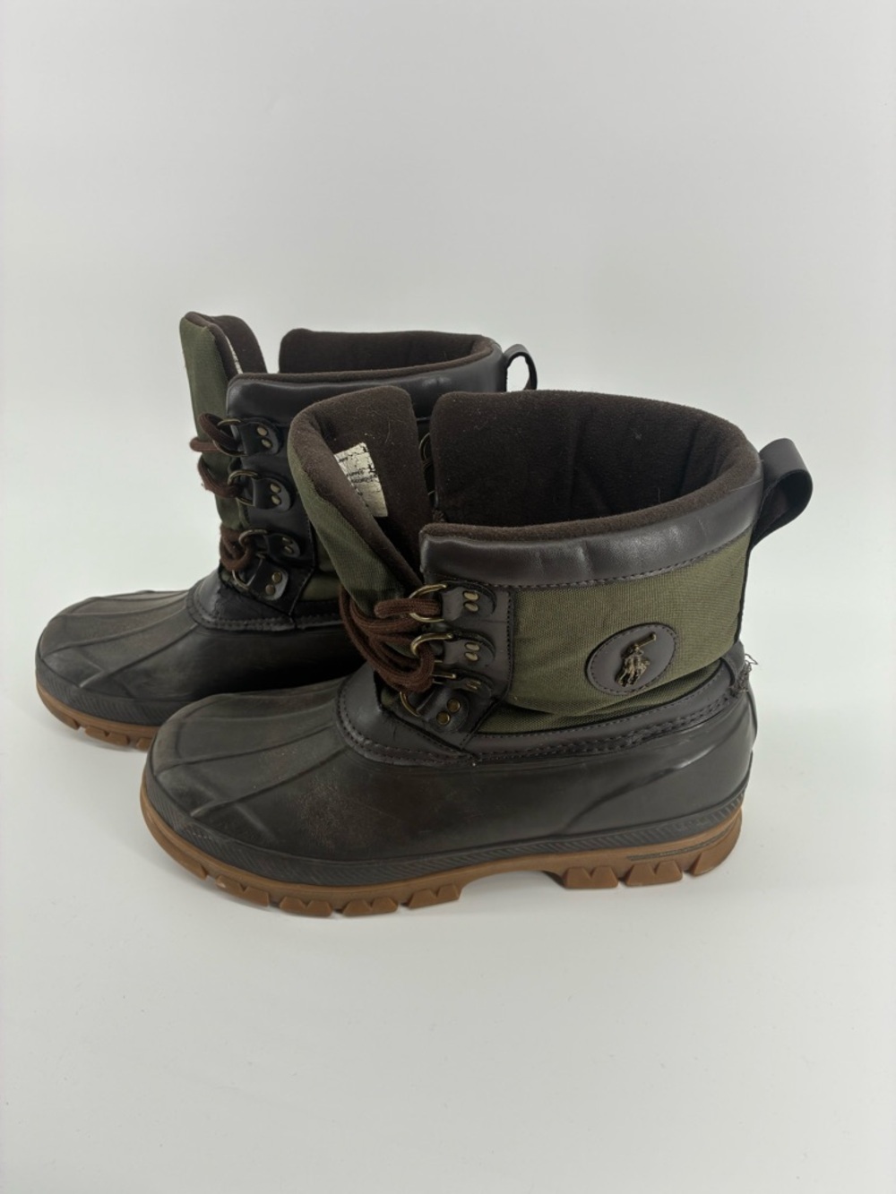 Polo by Ralph Lauren Men's Olive Green & Brown Rain and Snow Boots